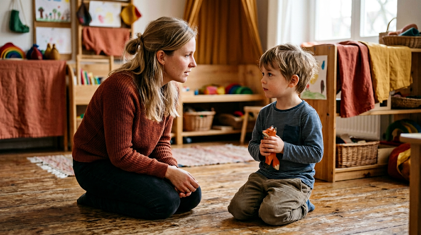 Nahaufnahme einer Erwachsenenhand und einer Kinderhand, die gemeinsam einen